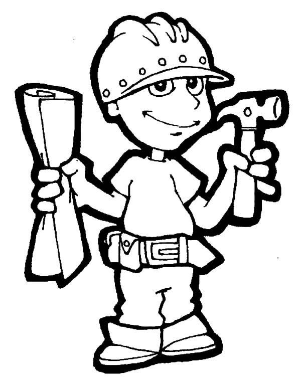 600x762 Construction Worker On Jobs Coloring Pages Batch Coloring