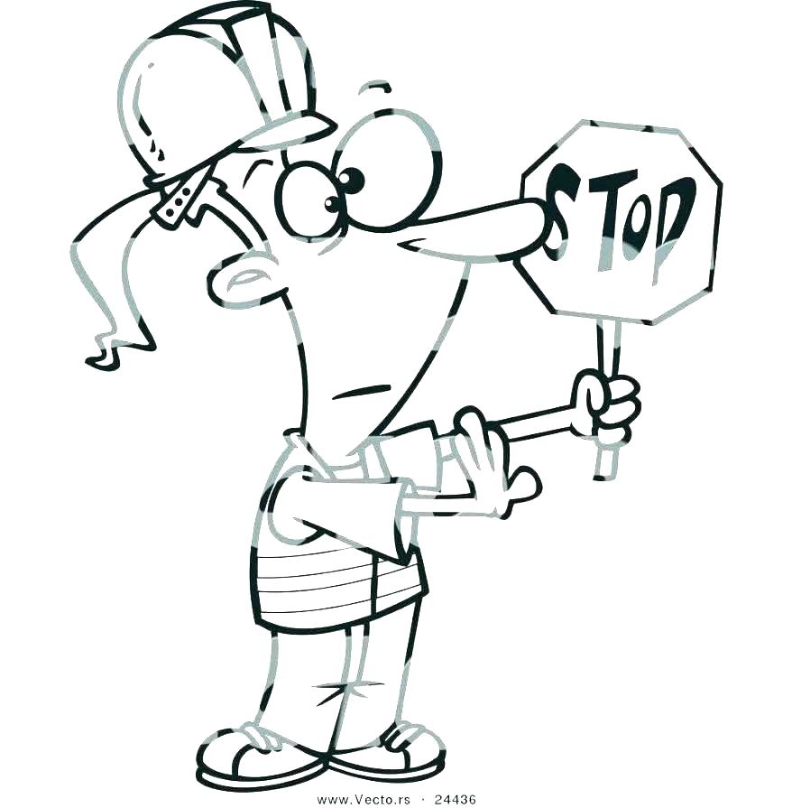 878x895 Construction Worker Coloring Page