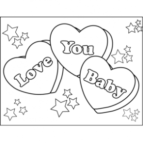 291x291 Love You Baby Candy Hearts Coloring Page