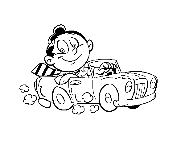 600x470 Man In Convertible Coloring Page