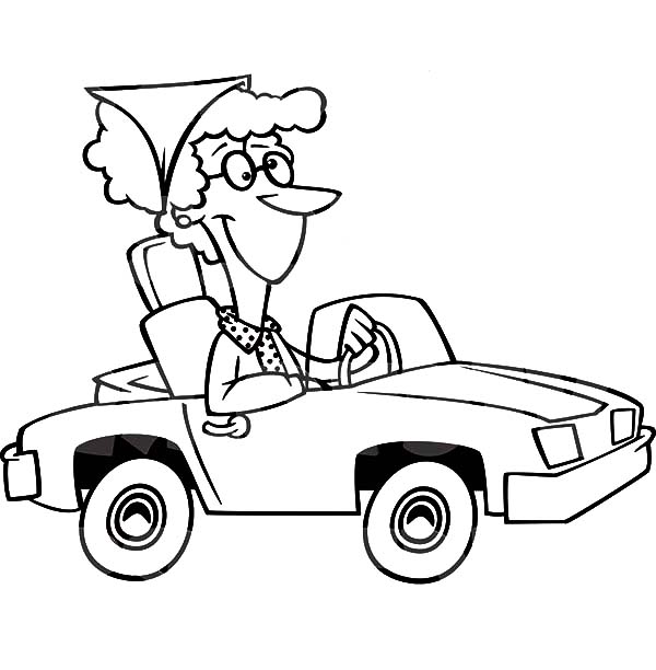 600x612 Woman Driving A Convertible Car Coloring Pages Best Place To Color