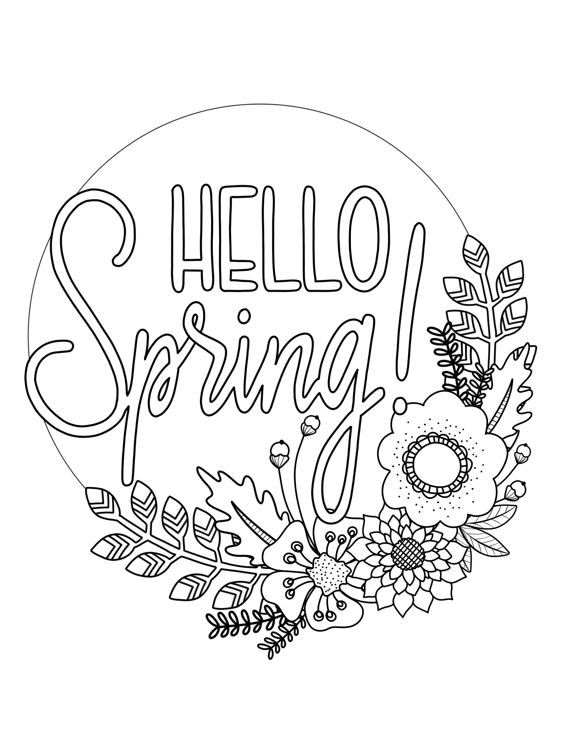 2382x3082 Printable Spring Coloring Page