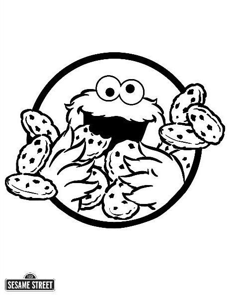 461x593 Cookie Monster's Circle Cookies Coloring Page Birthday Parties