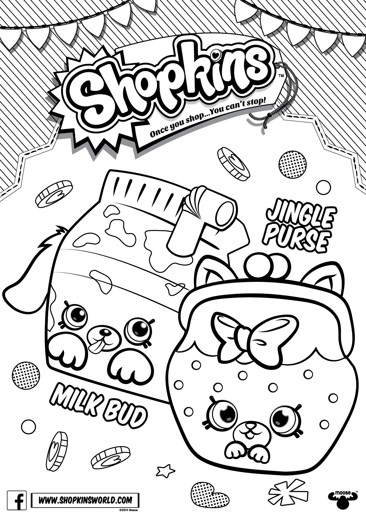 1240x1754 Shopkins Coloring Pages Season Petkins Jingle Purse Milk Bud