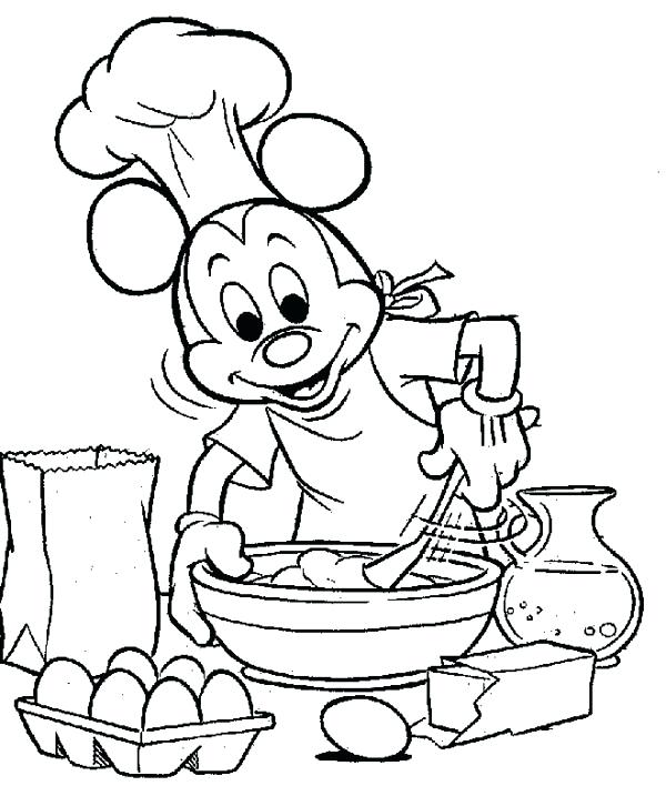 600x717 Cooking Coloring Pages Also Mickey Mouse P On Barbie Cooking