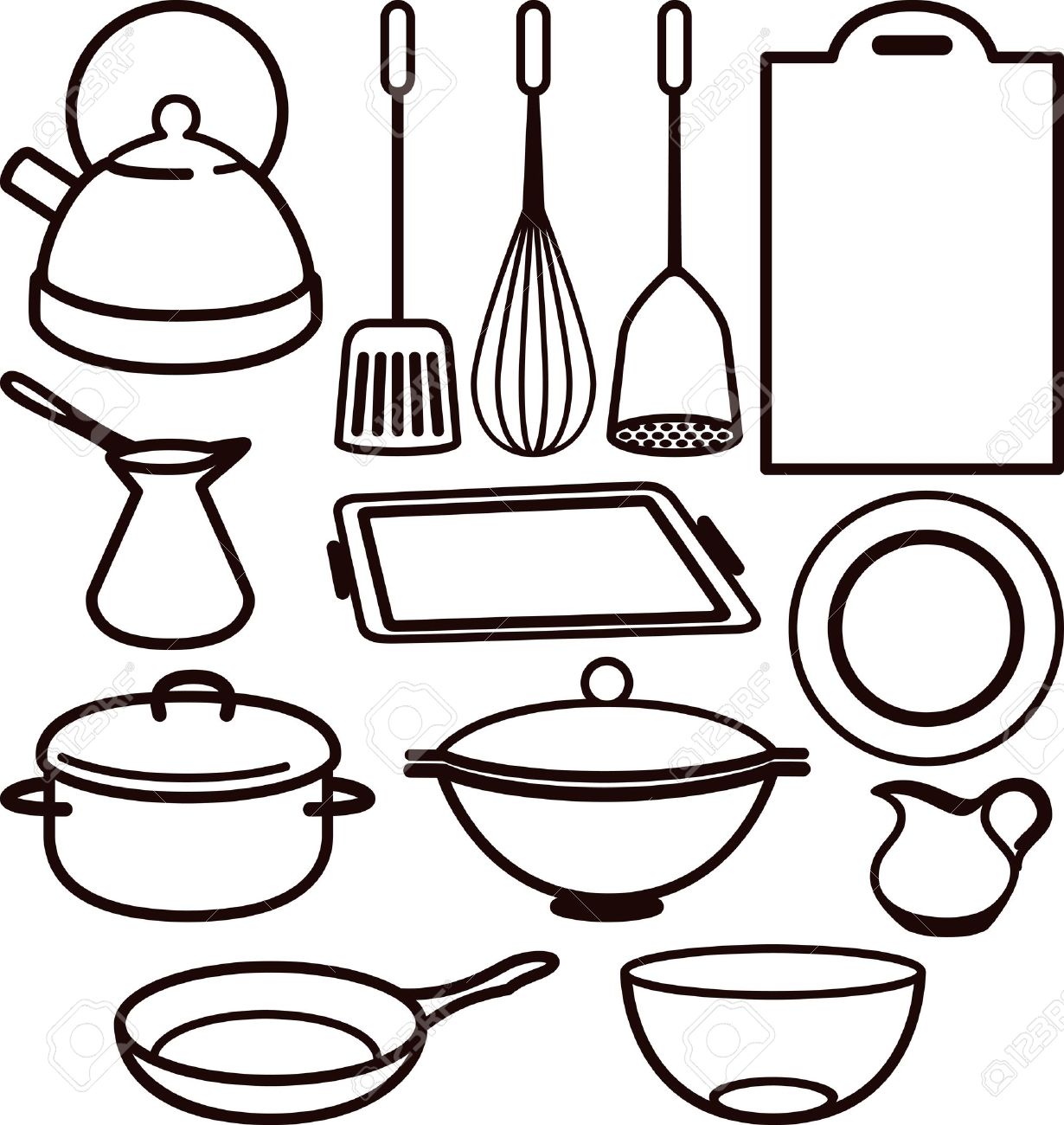 1230x1300 Cooking Utensils Drawing