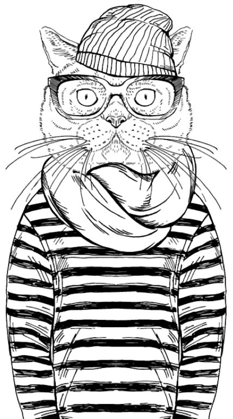 750x1350 Cool Cat Coloring Page From Adult Coloring Pages
