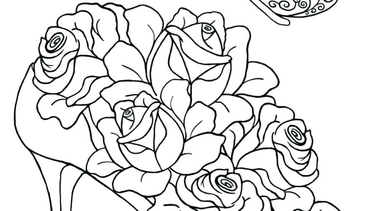 750x425 Coloring Pages Of Roses Hearts Coloring Pages Flowers