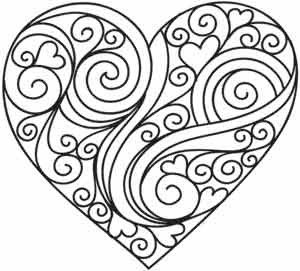 300x271 Lots Of Hearts Coloring Pages New Heart With Flames