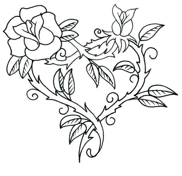600x581 Color Pages Of Hearts Coloring Pages Of Hearts And Roses Free