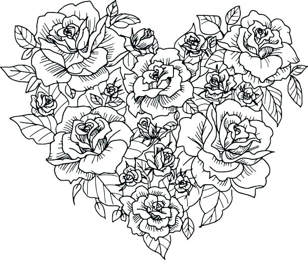 618x522 Coloring Pages Hearts And Roses Cool Heart Coloring Sheets Free