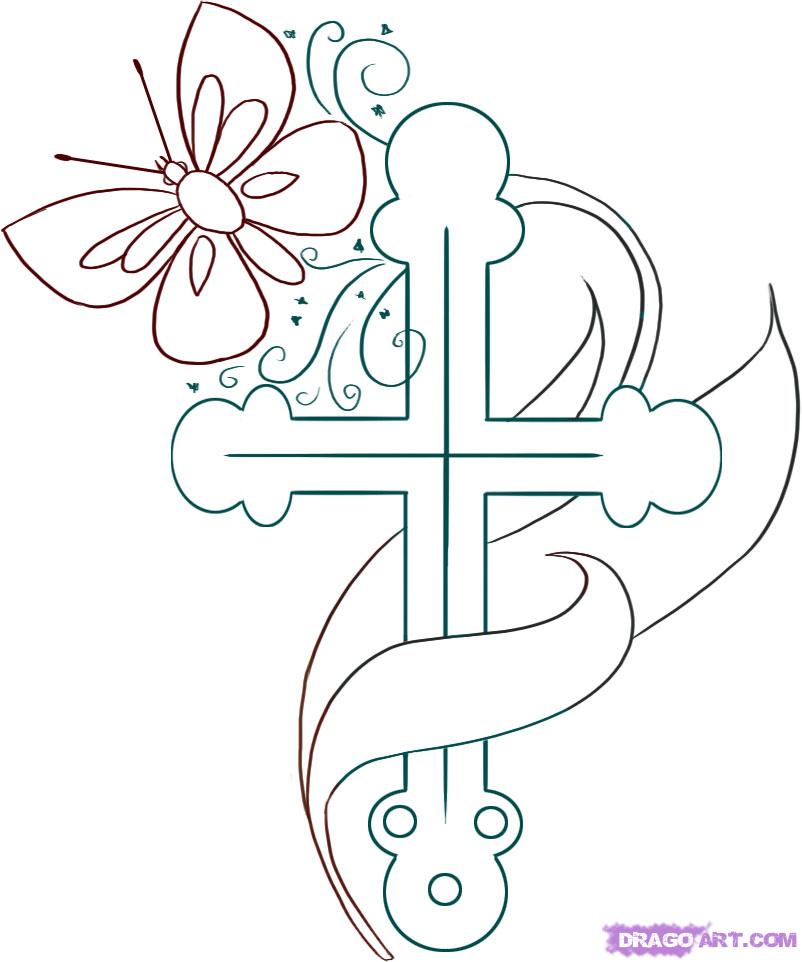 802x962 Cool Cross Coloring Pages How To Draw A Religious Step