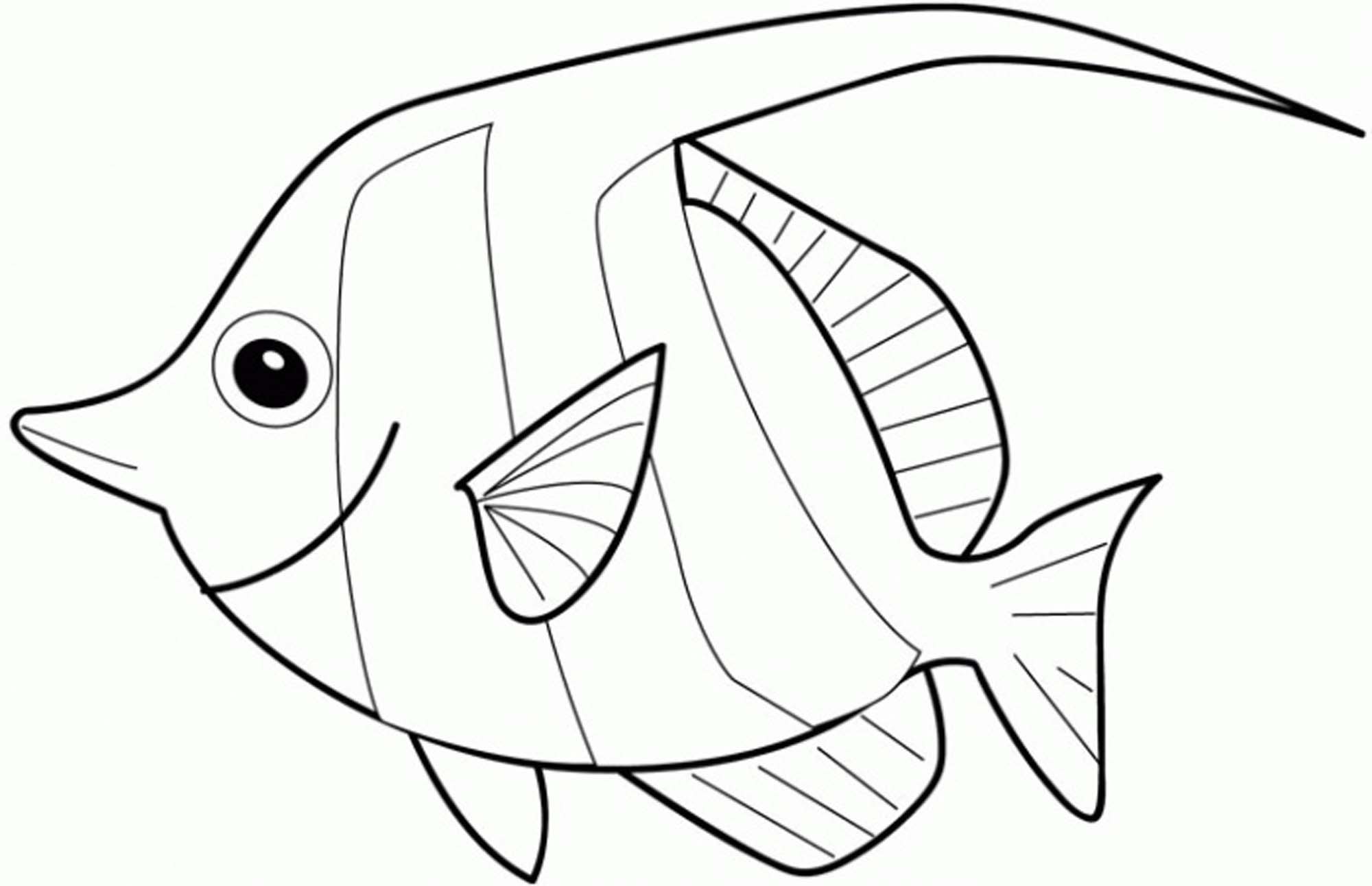 2000x1291 Rainbow Fish Coloring Page