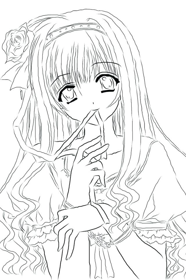 640x960 Anime Coloring Pages Free Printable More Images Of Anime Girl
