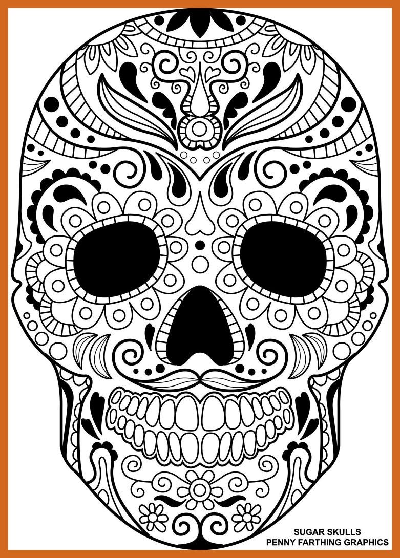 781x1090 Awesome Skull From U Csugar Day Of The Dead Coloring Page Pic