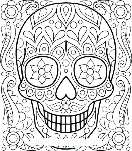 450x513 Skull Coloring Pages Coloring Pages Sugar Skulls Free Sugar Skull