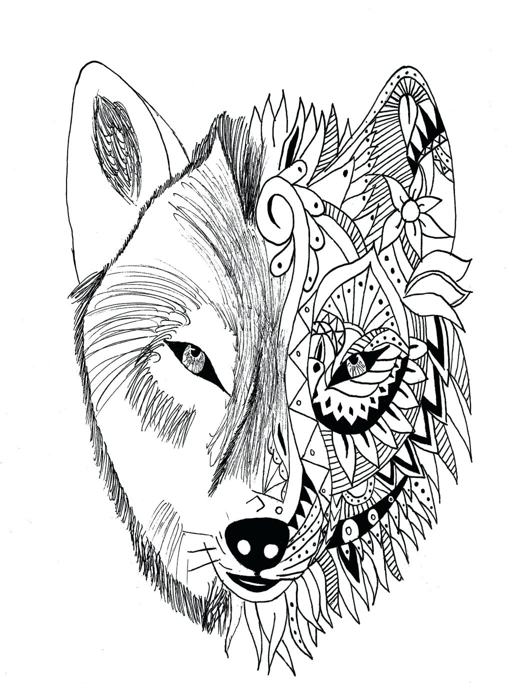 1024x1364 Coloring Pages Wolf Coloring Pages Drawn Howling Wing Page