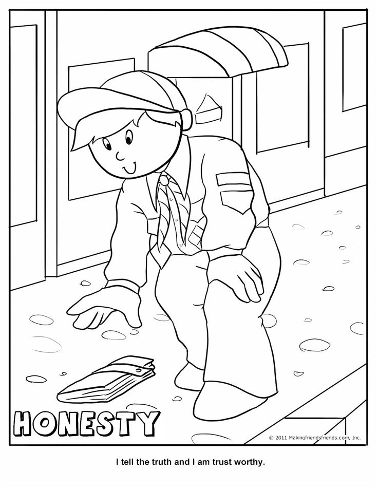 736x952 Printable Honesty Coloring Page Cub Scout Core Value