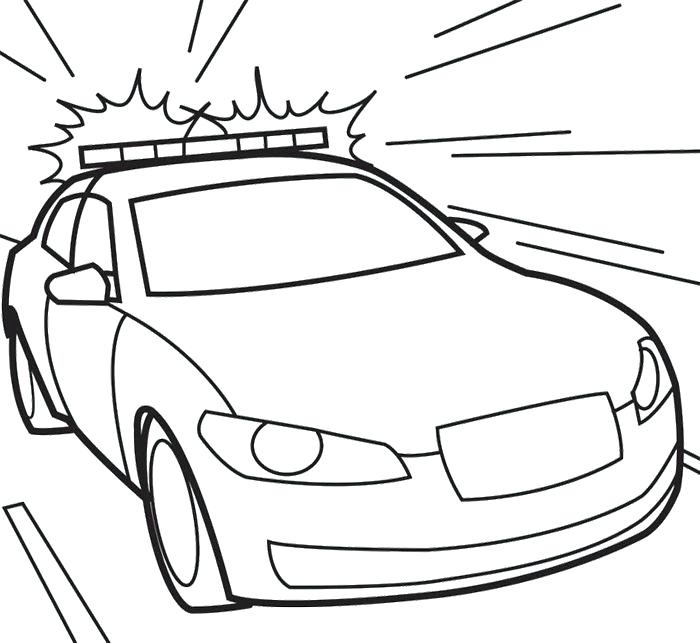 700x643 Police Car With A Siren Cone Coloring Page Cartoons Police Car
