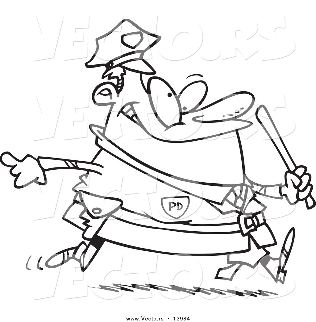 1024x1044 Vector Of A Cartoon Chubby Running Cop