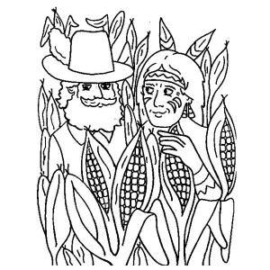 300x300 Pilgrim And Native American In Corn Field Thanksgiving Day
