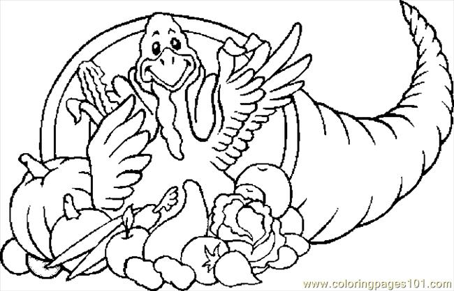 650x418 Cornucopia Turkey Coloring Page