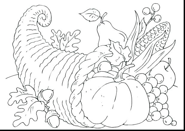 618x438 Coloring Page Of A Cornucopia With The Fruit