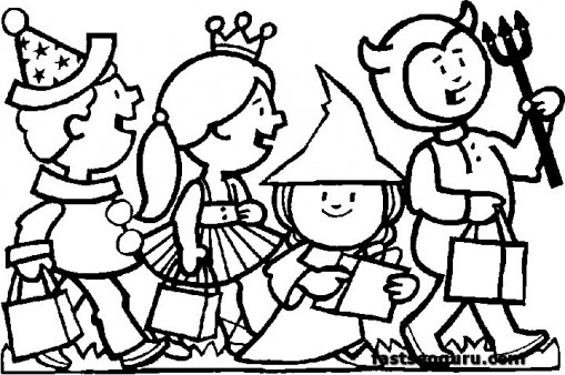 509x338 Kids Costumes Halloween Coloring Pages Free