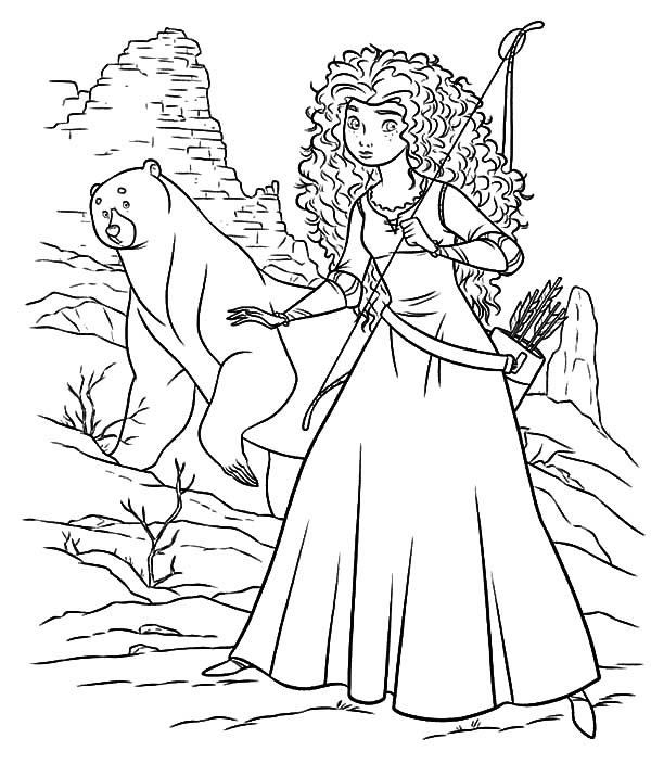 600x704 Princess Merida And Her Mother Wander To Witch Cottage Coloring