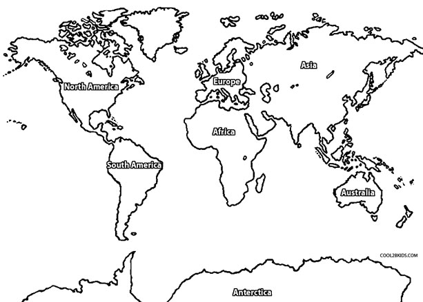 613x439 Printable World Map Coloring Page For Kids