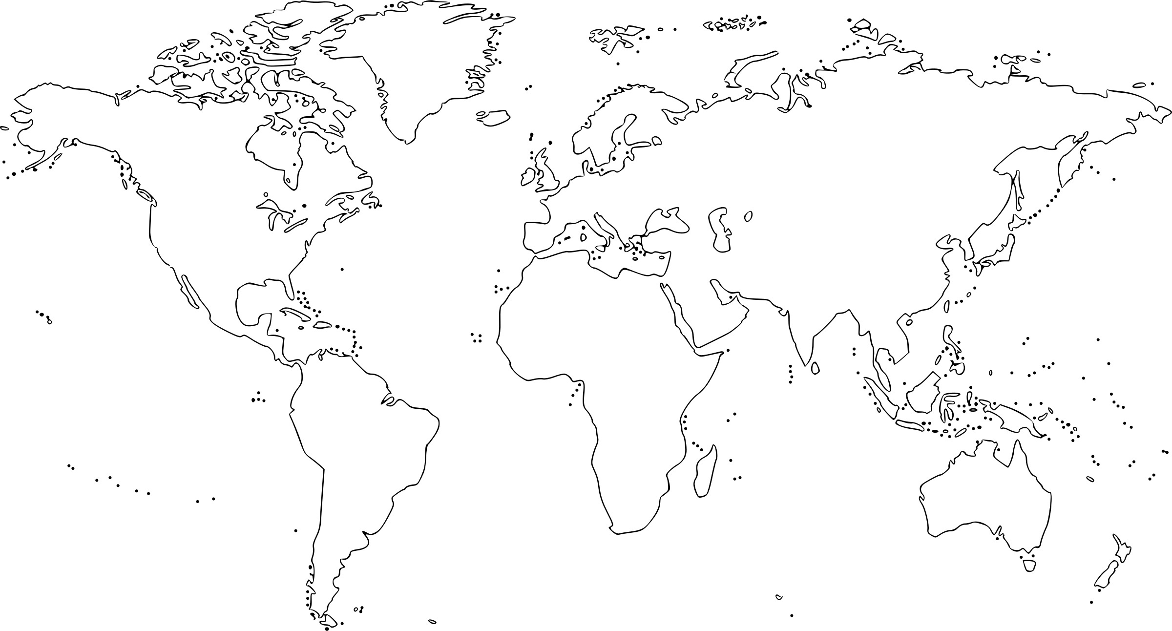 2400x1292 Wanted World Map Coloring Page With Countries Blank