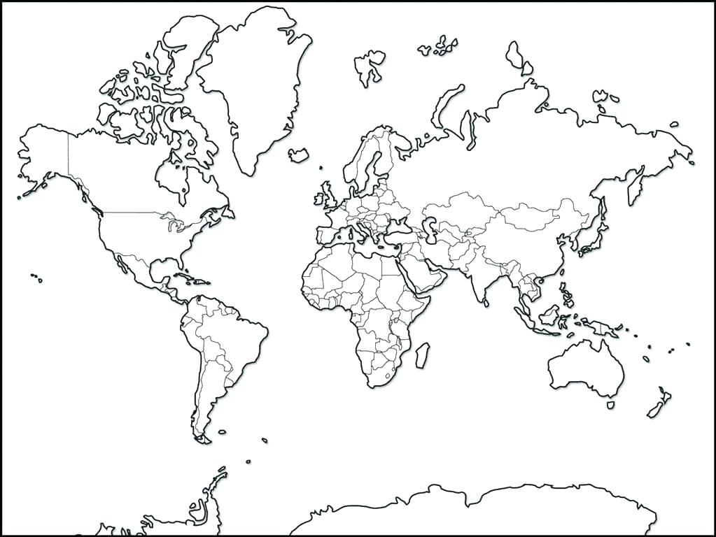 1023x768 World Map Coloring Page With Countries World Map Coloring Great