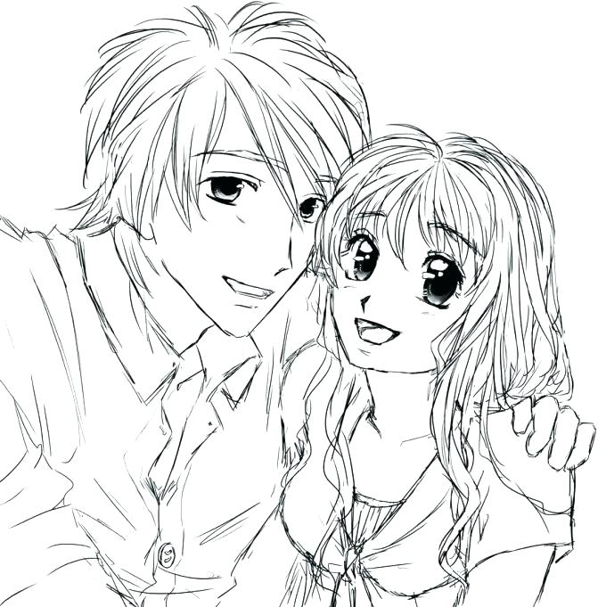 680x681 Cute Anime Coloring Pages Cute Couple Coloring Pages Free
