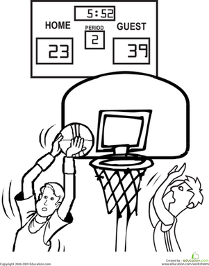 301x383 Basketball Court Coloring Pages