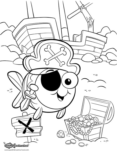 450x580 Coloring Page For Goldfish Swim School