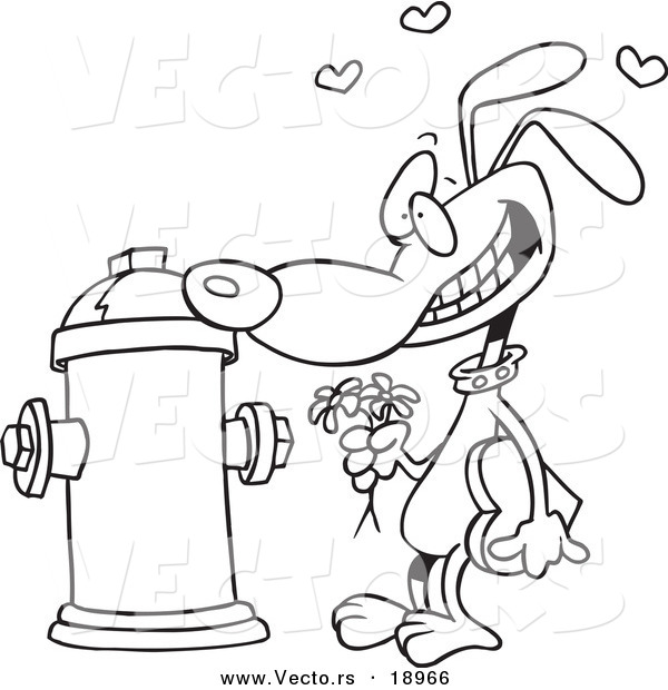 600x620 Vector Of A Cartoon Dog Trying To Court A Fire Hydrant