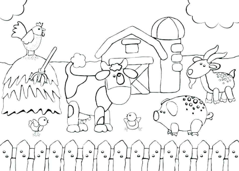 960x686 Farm Animal Scene Coloring Pages Free The Plain Sheep