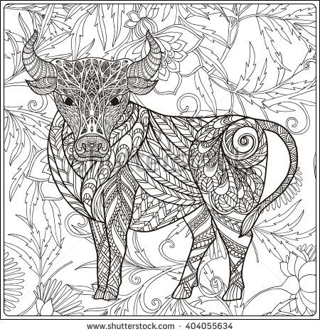 450x470 Cow On Floral Background Coloring Book For Adult And Older