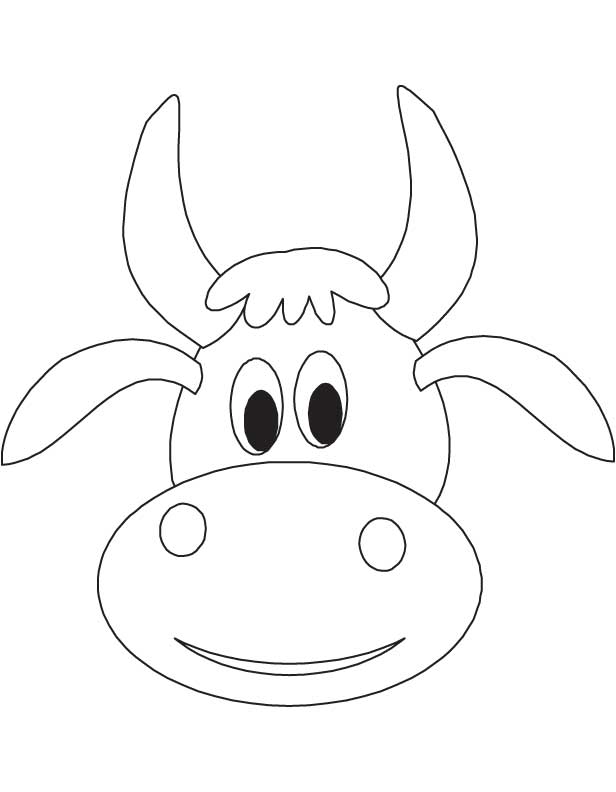 616x792 Cute Cow Face Coloring Page