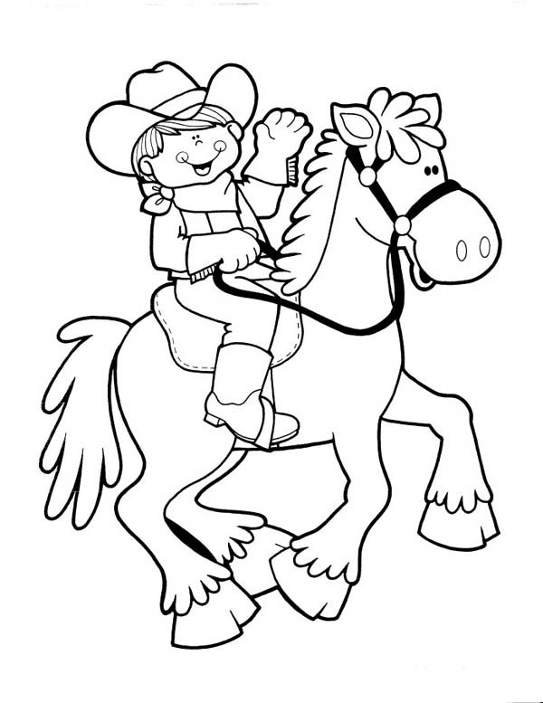 600x777 Cute Cowgirl Riding Picture Coloring Page Coloring Opp