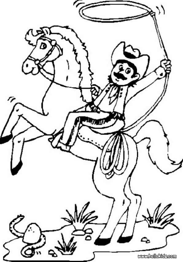 596x850 Cowboy On Bucking Horse Coloring Pages