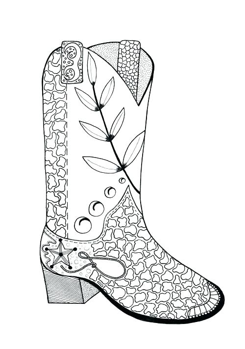 500x711 Cowboy Boots Coloring Page