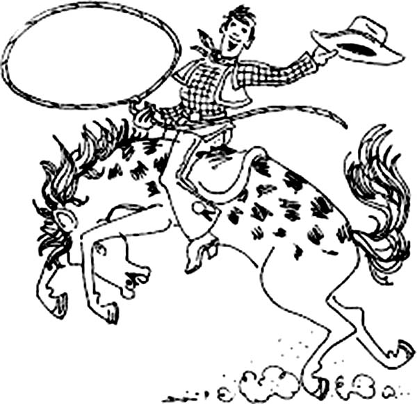 600x582 Bold Design Rodeo Coloring Pages Cowboy Riding Bull In Page Free