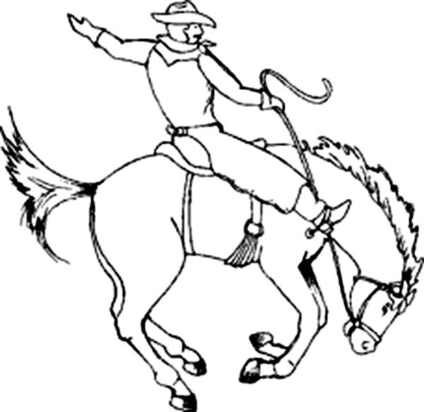 600x582 Bold Design Rodeo Coloring Pages Cowboy Riding Bull In Page Free