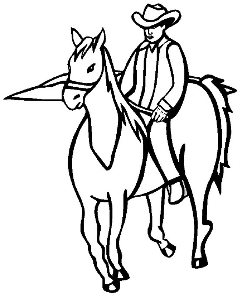 900x1113 Cowboy And Horse Coloring Pages Hat Page