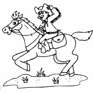 300x300 Cowboy Riding Horse Coloring Page