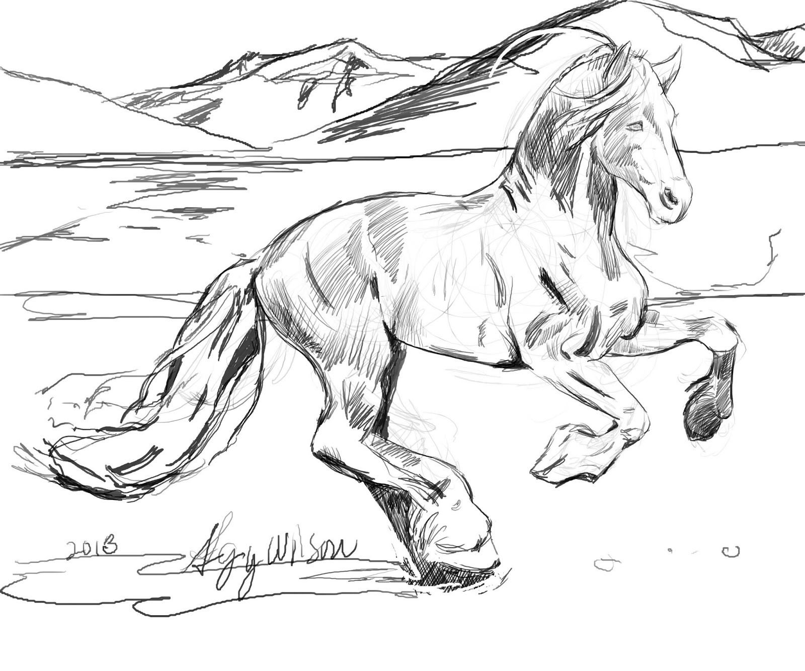 1600x1334 Realistic Horse Coloring Page