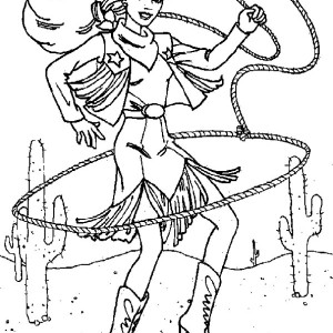 300x300 Cowgirl And Horse Coloring Page Western Pages Vintage