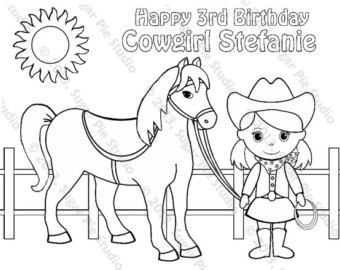 340x270 Cowgirl Coloring Etsy