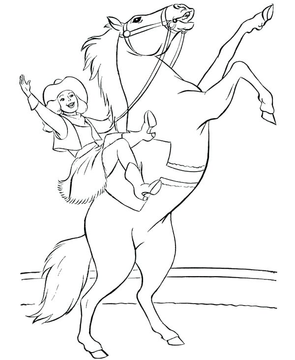 600x734 Rodeo Coloring Pages Cowgirl Doing Circus Horse Coloring Page
